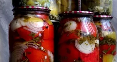 Pomidorų ir paprikų salotos žiemai
