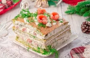 Užkandžių pyragas su raudona žuvimi